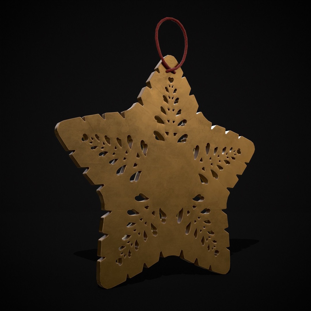 Christmas Golden Star 3D Model – Low Poly PBR Ornament, FBX/OBJ - View 4