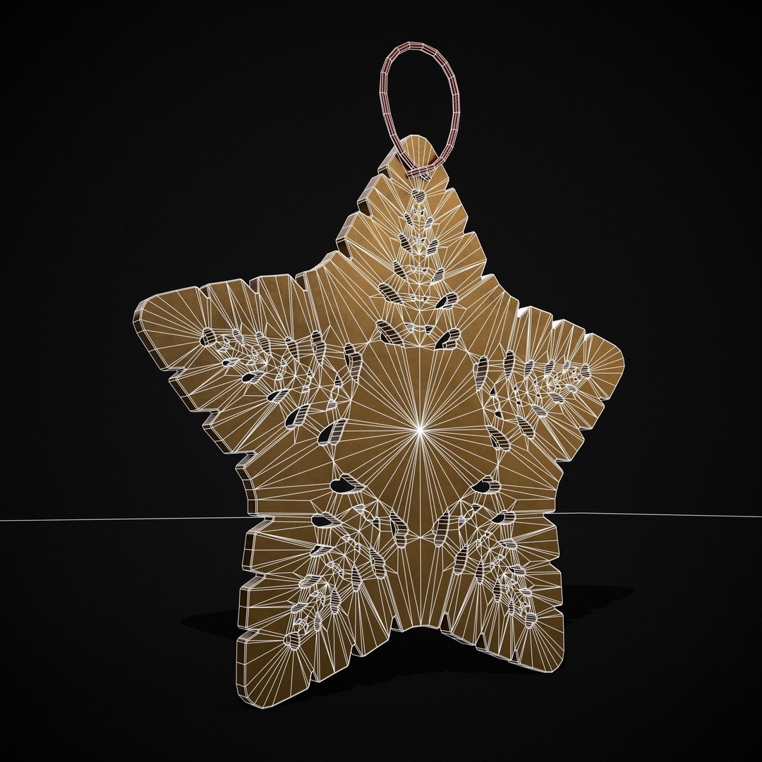 Christmas Golden Star 3D Model – Low Poly PBR Ornament, FBX/OBJ - View 5