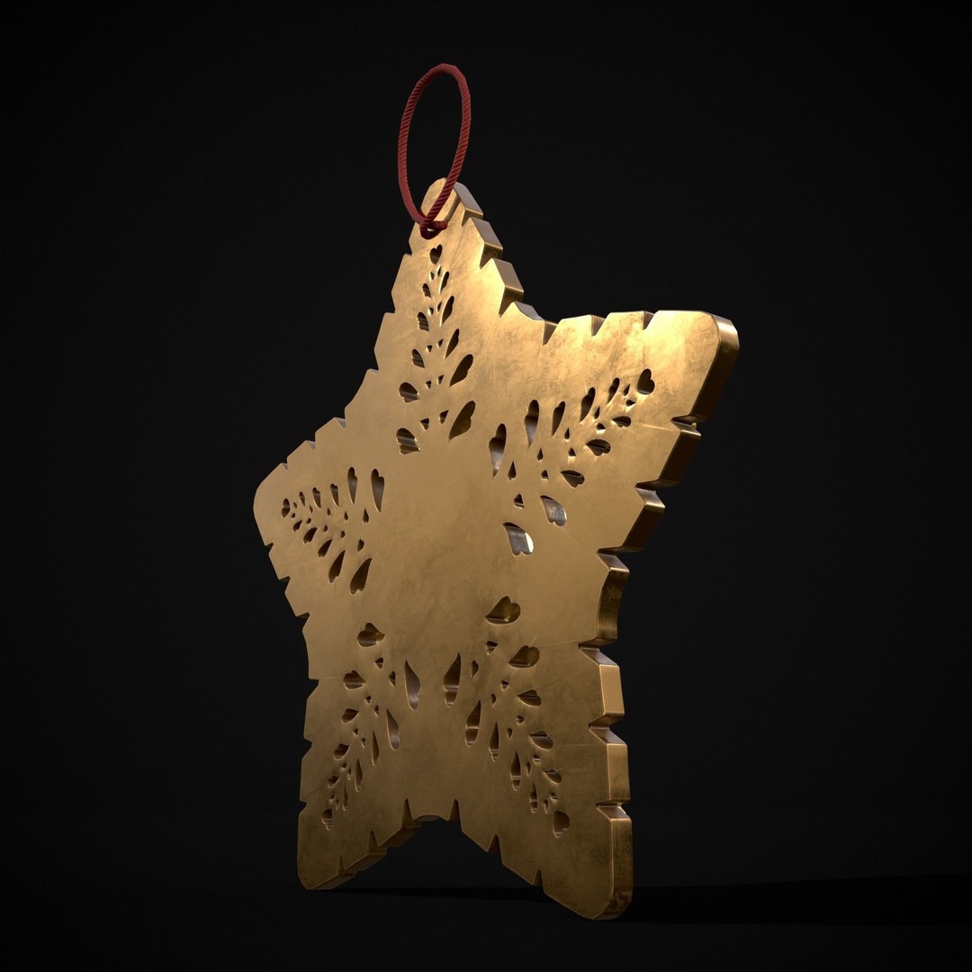 Christmas Golden Star 3D Model – Low Poly PBR Ornament, FBX/OBJ - View 6