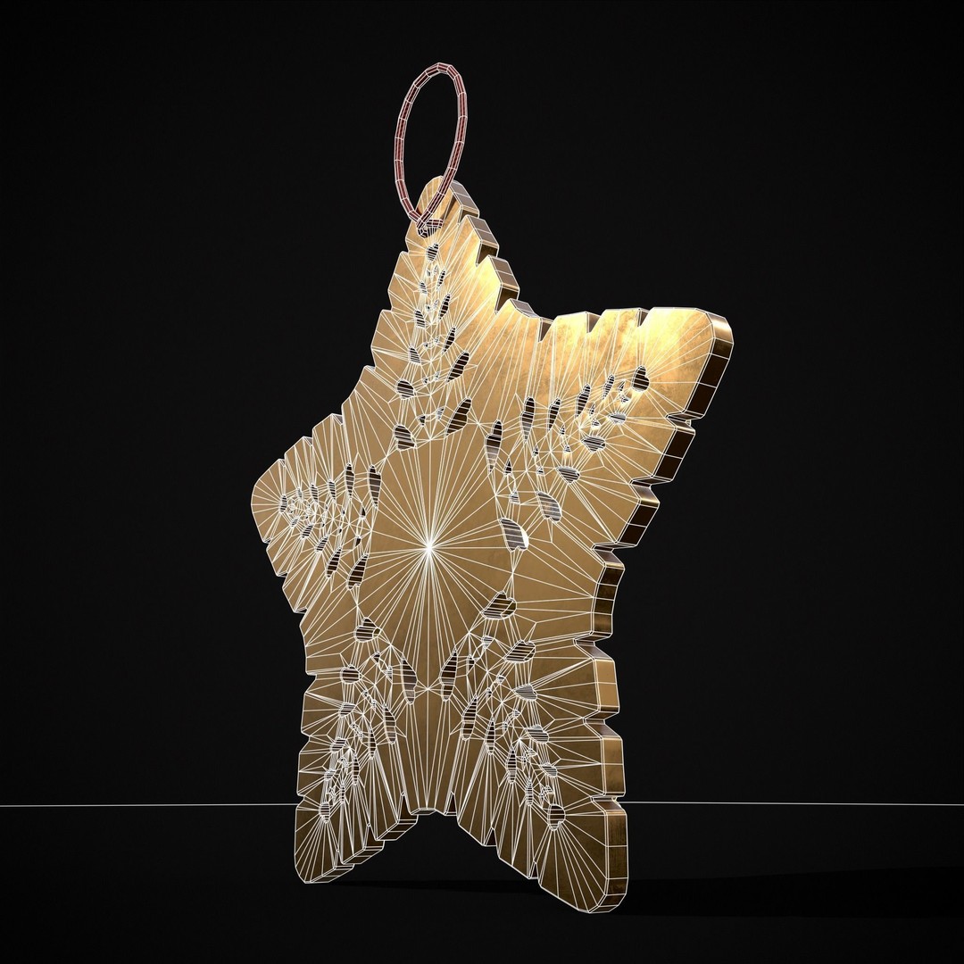 Christmas Golden Star 3D Model – Low Poly PBR Ornament, FBX/OBJ - View 7