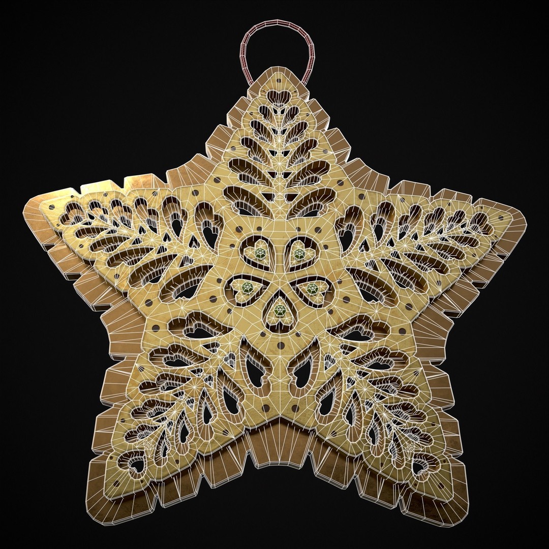 Christmas Golden Star 3D Model – Low Poly PBR Ornament, FBX/OBJ - View 9