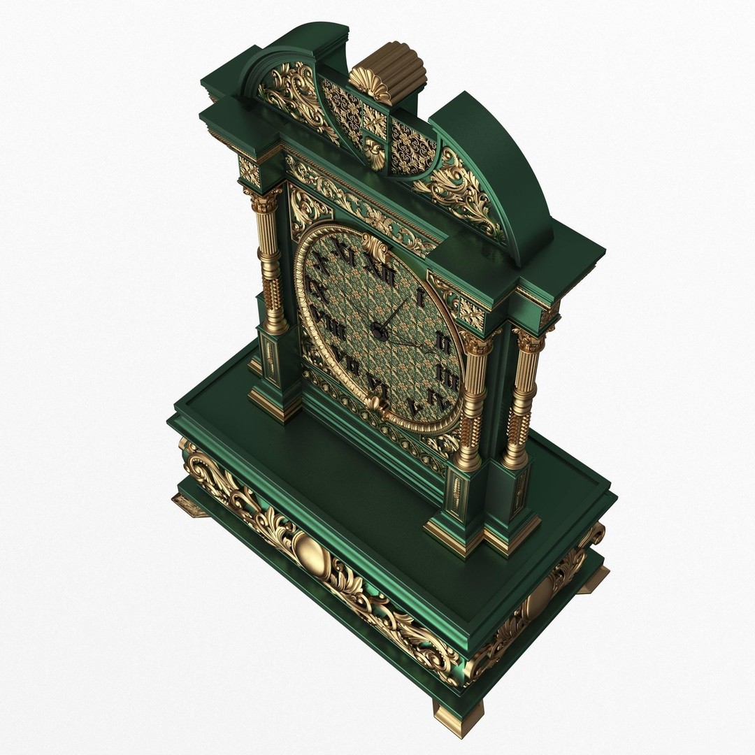 Casket Clock 3D Model – Low Poly Carved Collection, OBJ, FBX - View 24