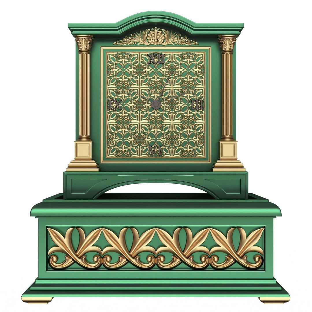 Casket Clock 3D Model – Low Poly Carved Collection, OBJ, FBX - View 27