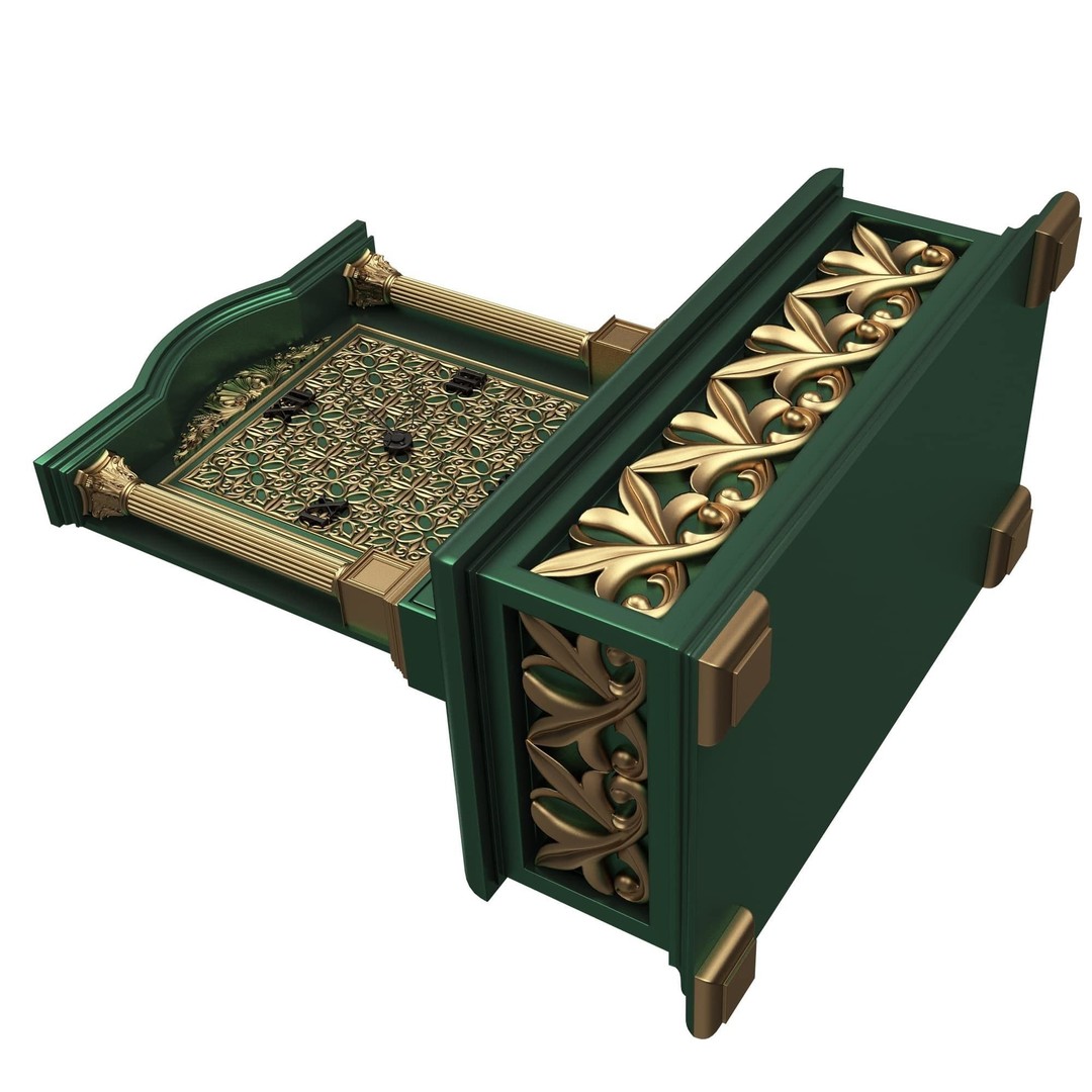 Casket Clock 3D Model – Low Poly Carved Collection, OBJ, FBX - View 32