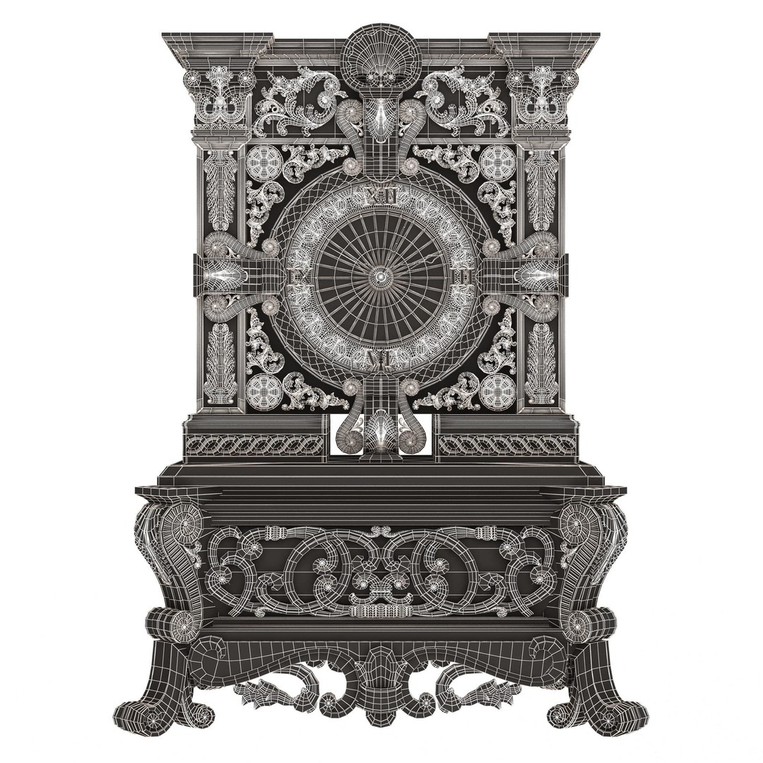 Casket Clock 3D Model – Low Poly Carved Collection, OBJ, FBX - View 39