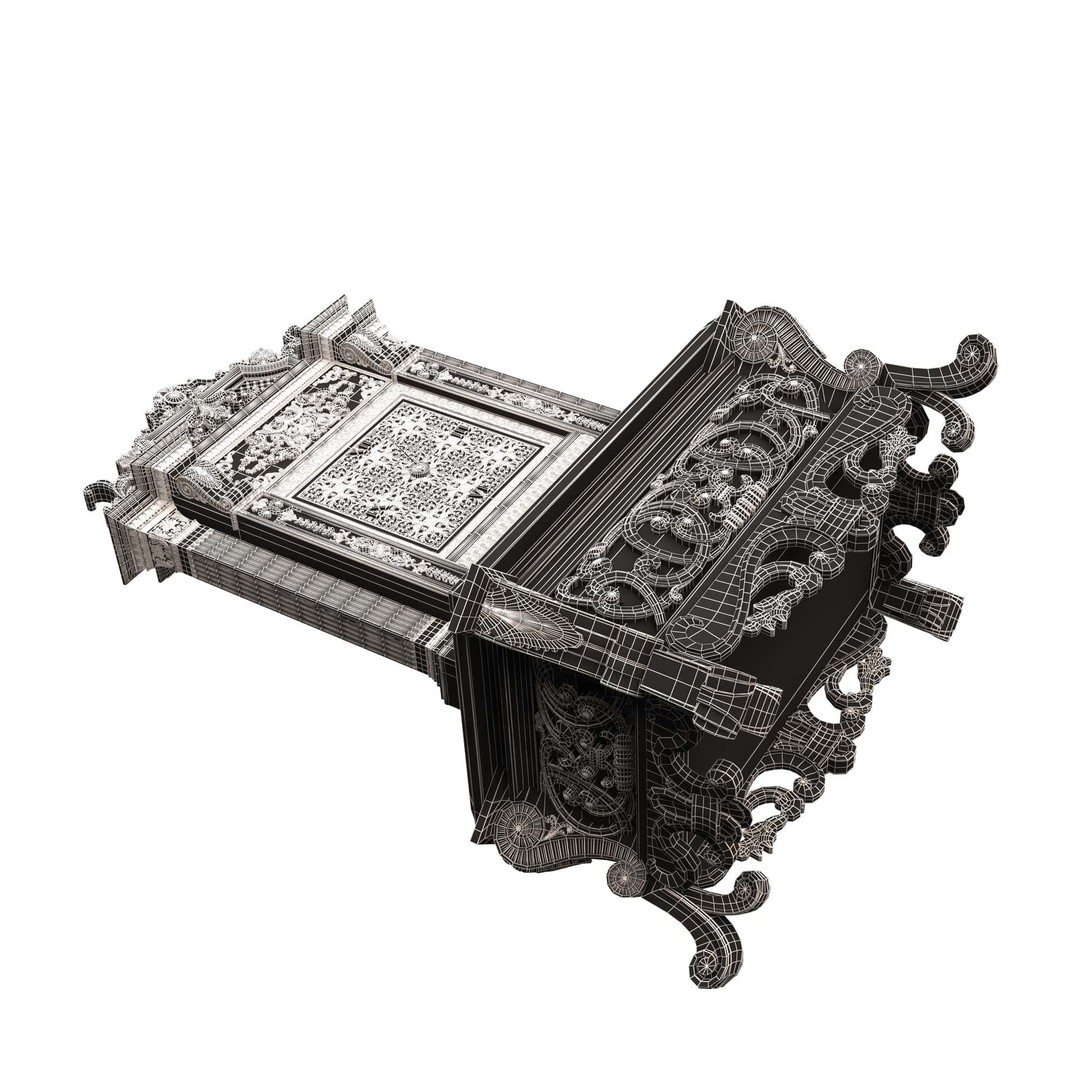 Casket Clock 3D Model – Low Poly Carved Collection, OBJ, FBX - View 42