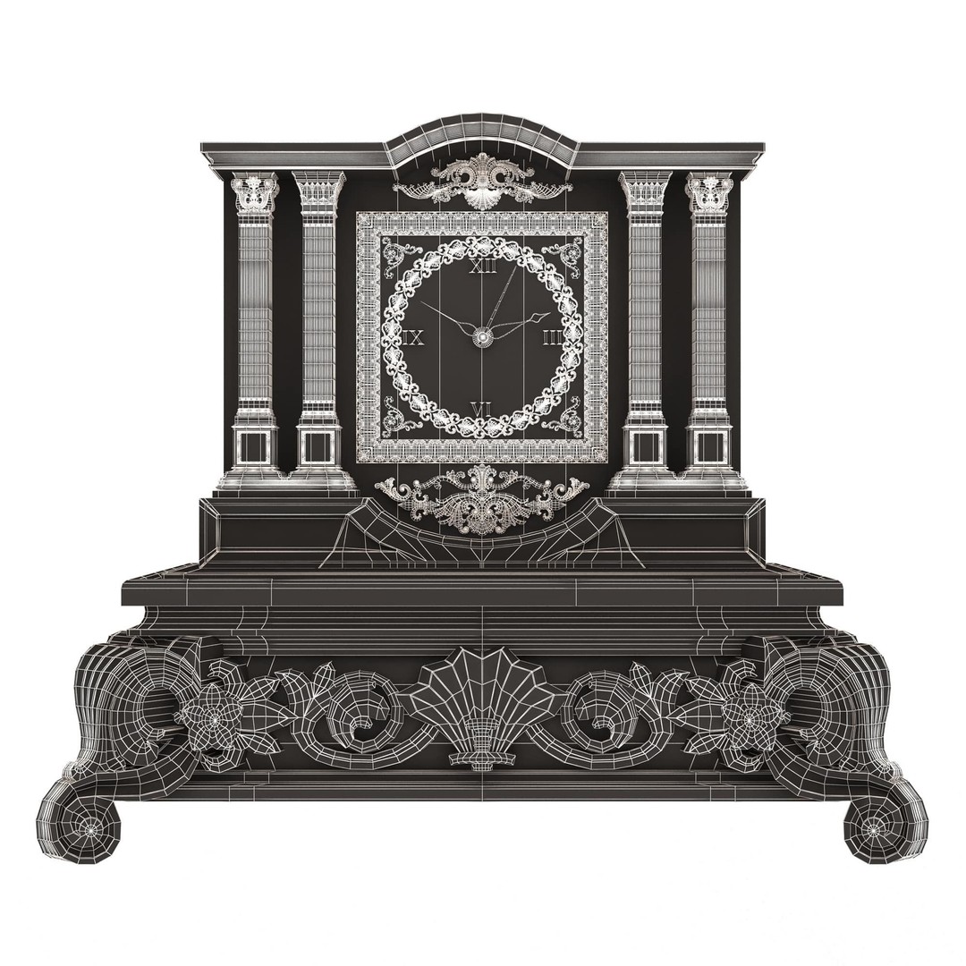 Casket Clock 3D Model – Low Poly Carved Collection, OBJ, FBX - View 43