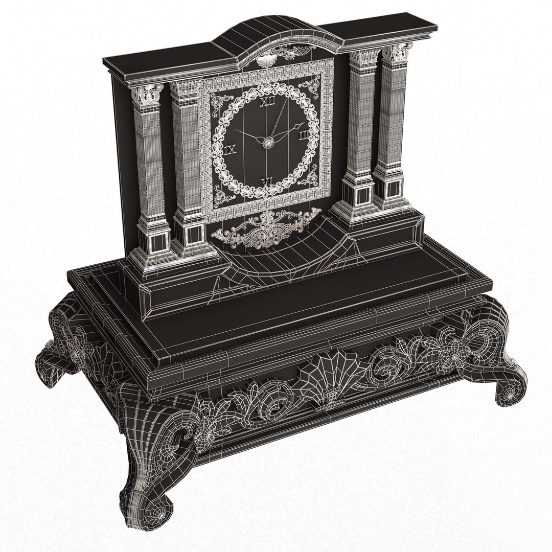 Casket Clock 3D Model – Low Poly Carved Collection, OBJ, FBX - View 44