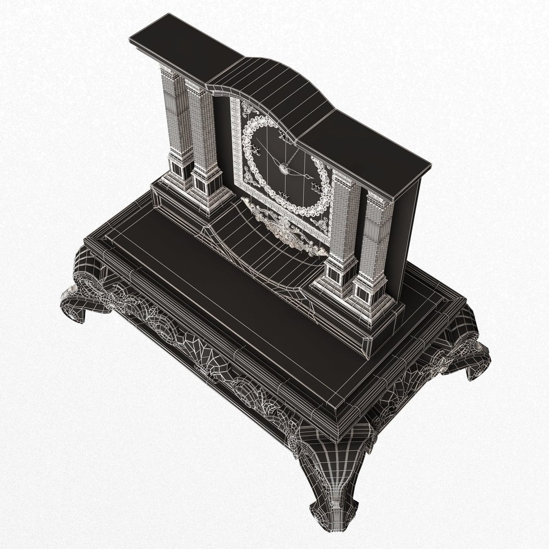 Casket Clock 3D Model – Low Poly Carved Collection, OBJ, FBX - View 47