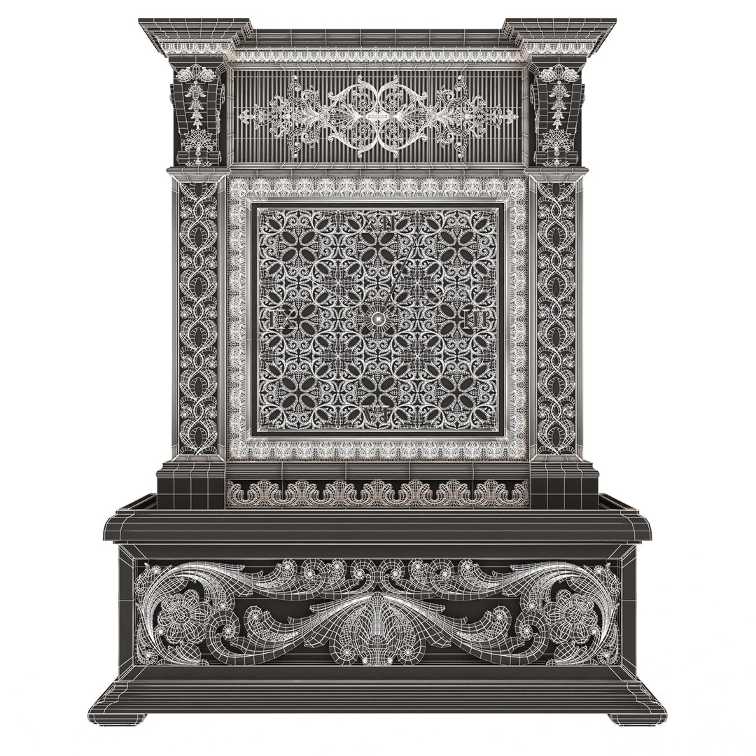 Casket Clock 3D Model – Low Poly Carved Collection, OBJ, FBX - View 49