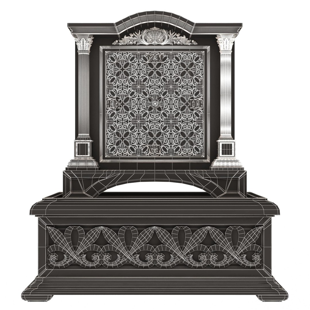 Casket Clock 3D Model – Low Poly Carved Collection, OBJ, FBX - View 63