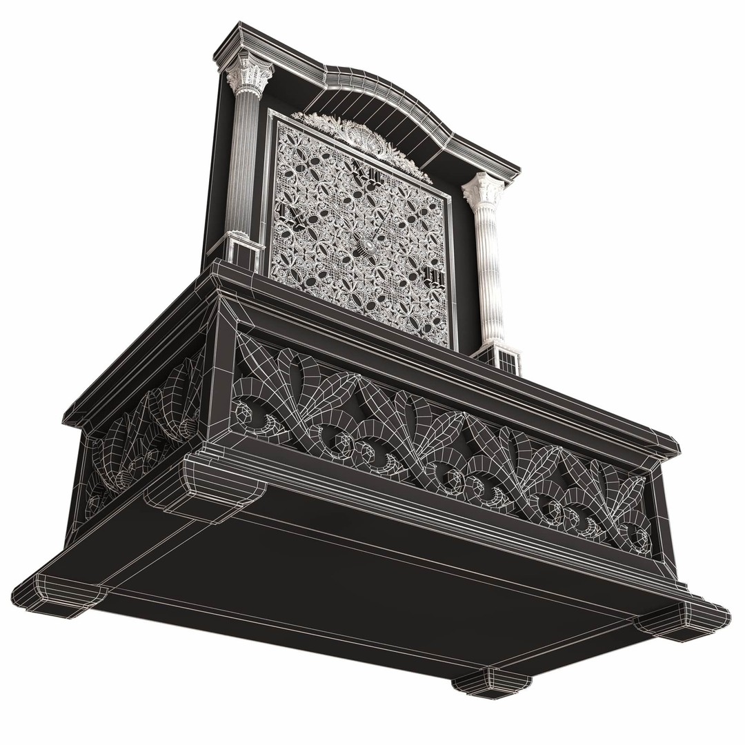 Casket Clock 3D Model – Low Poly Carved Collection, OBJ, FBX - View 66