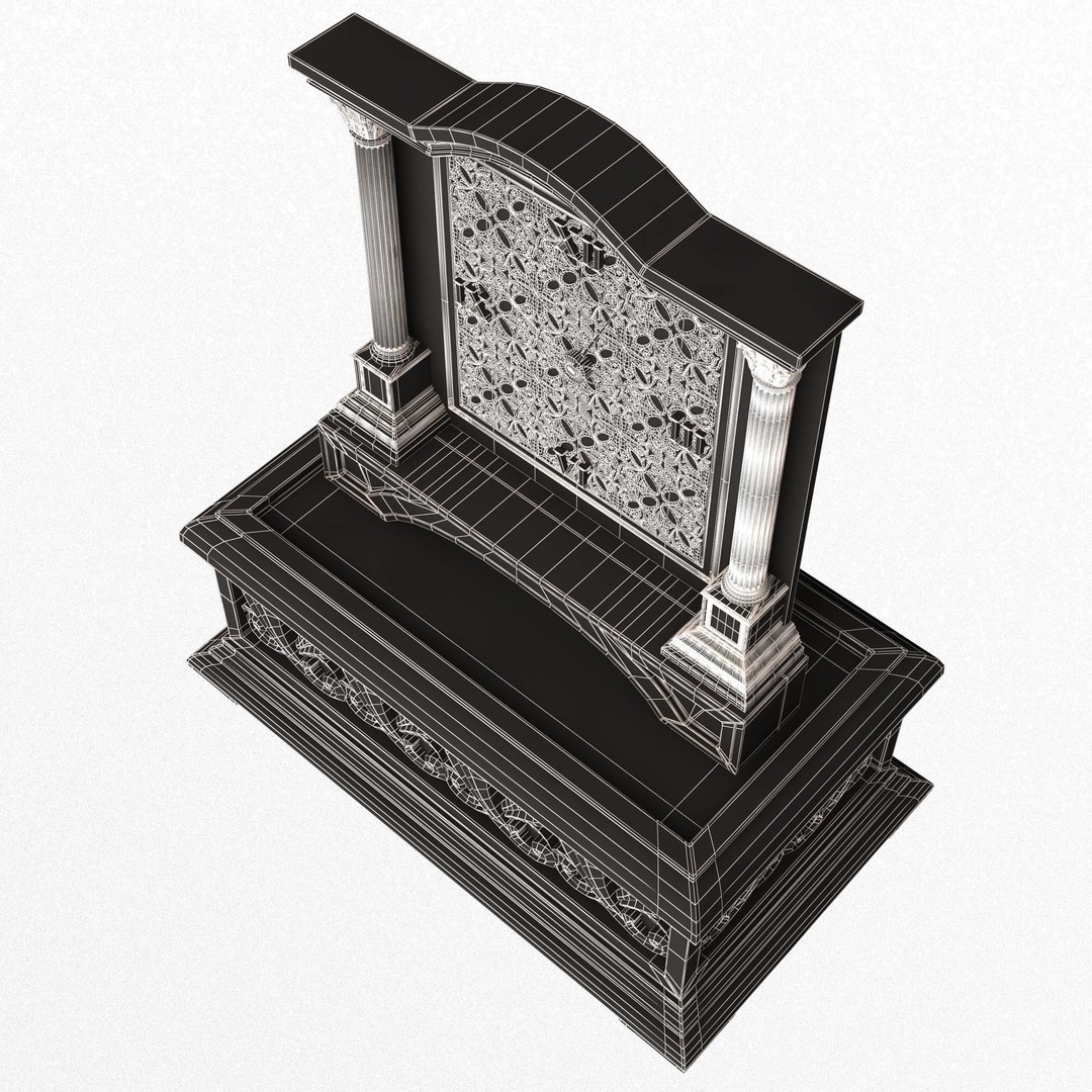 Casket Clock 3D Model – Low Poly Carved Collection, OBJ, FBX - View 67