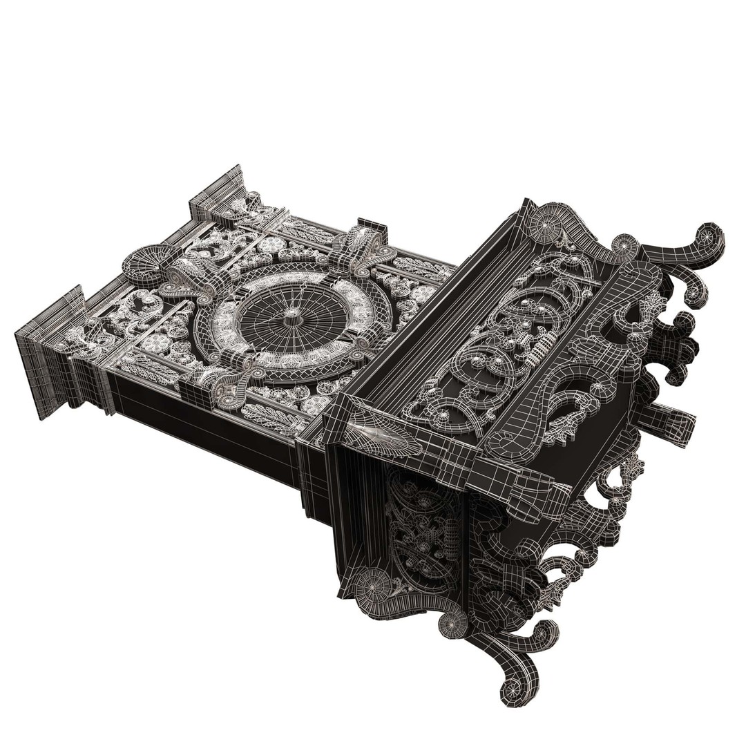 Casket Clock 3D Model – Low Poly Carved Collection, OBJ, FBX - View 71