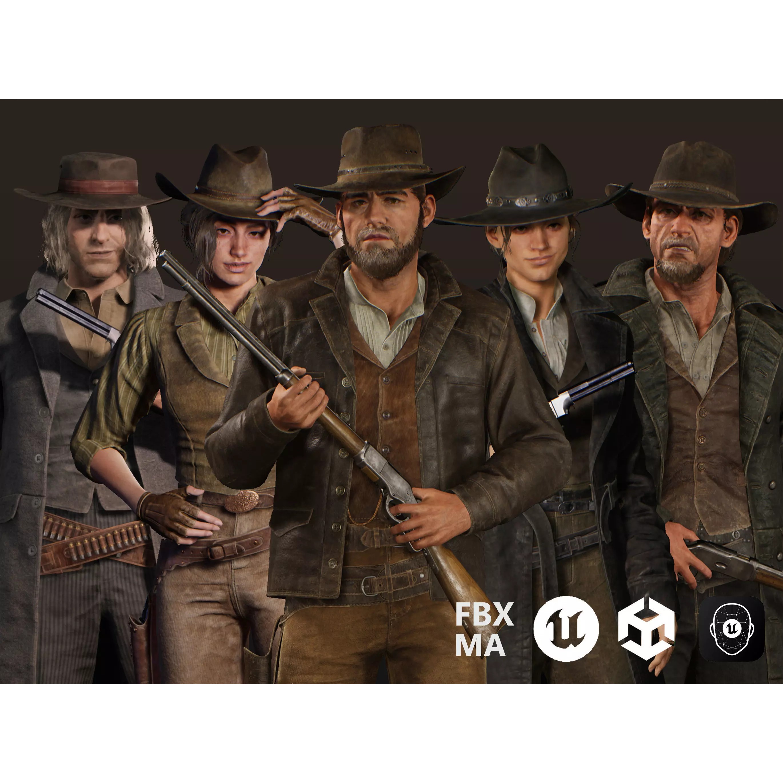 Western Characters Series - Low-Poly Game-Ready 3D Model - View 2