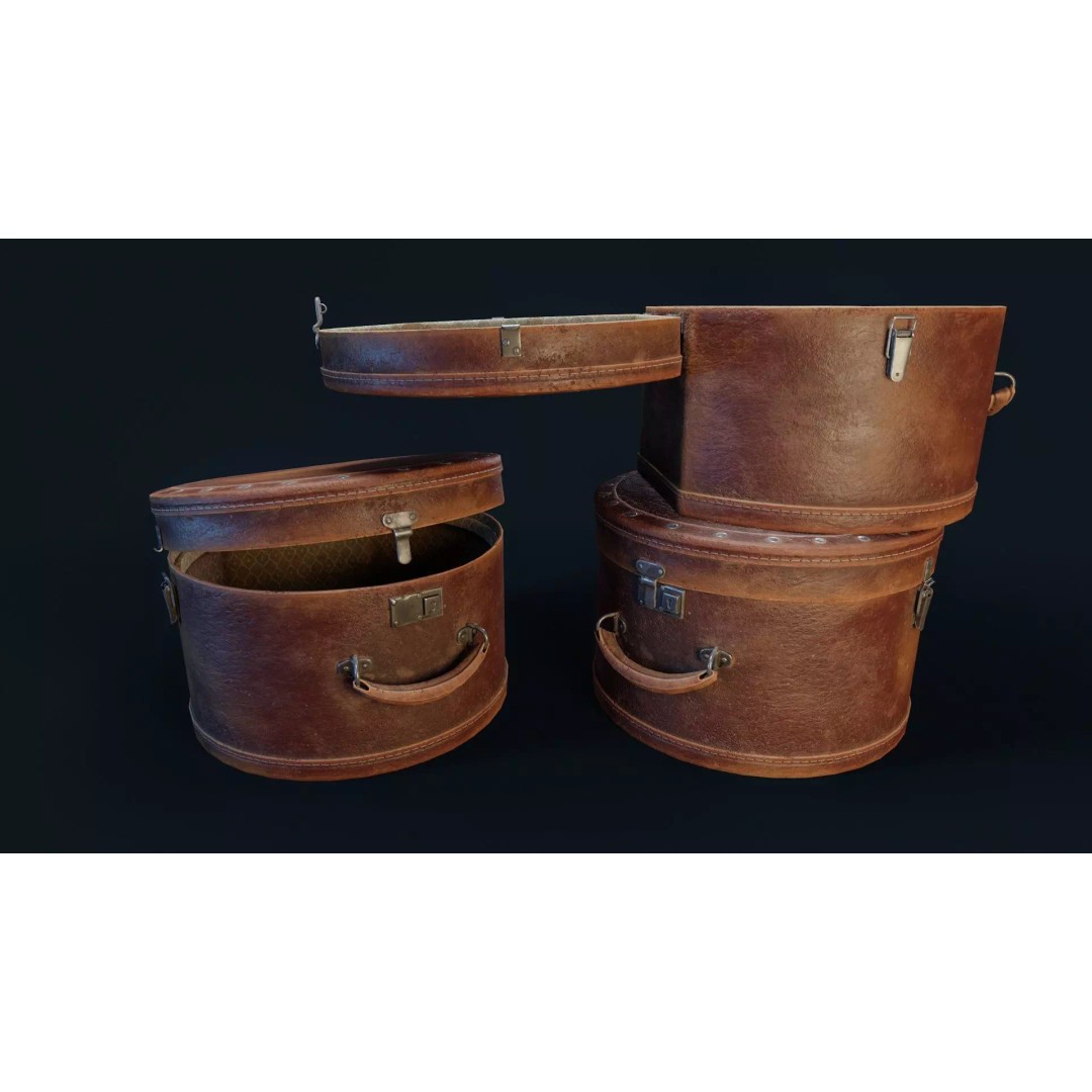 Vintage Suitcase 3D Model – Low Poly PBR Asset for Games, FBX, OBJ - View 7