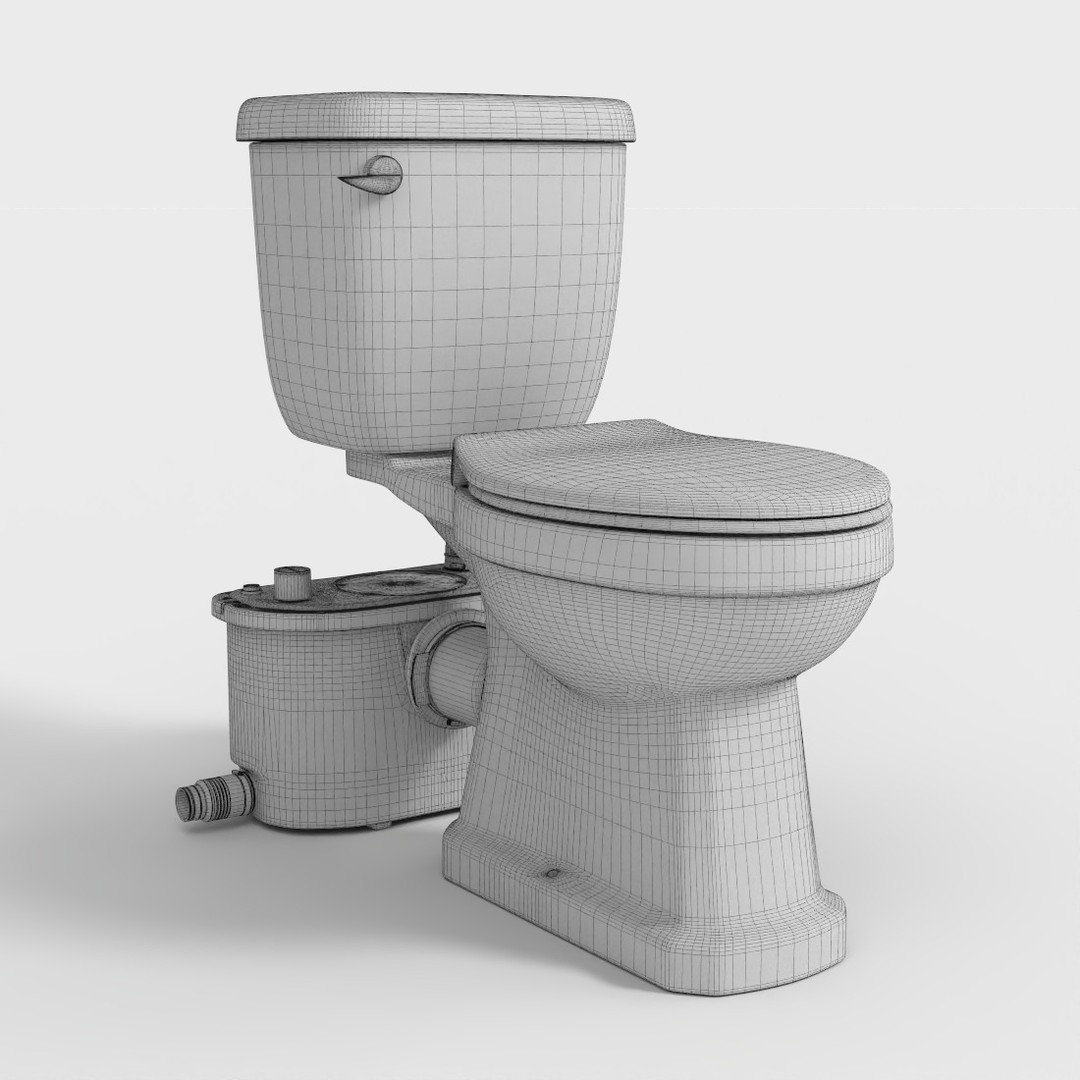 Upflush Toilet 3D Model – Low Poly PBR Asset, FBX Format