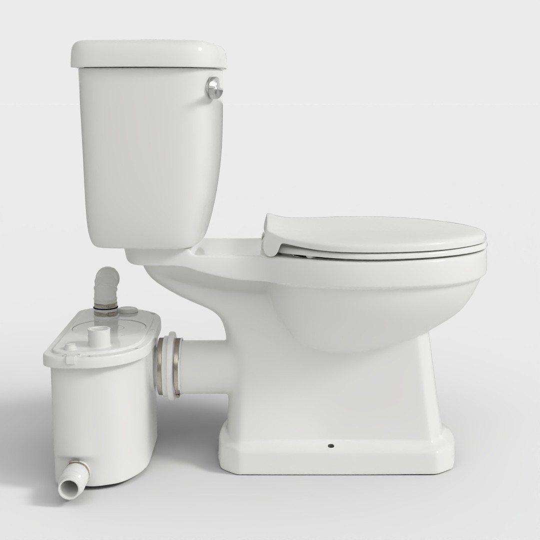 Upflush Toilet 3D Model – Low Poly PBR Asset, FBX Format - View 4