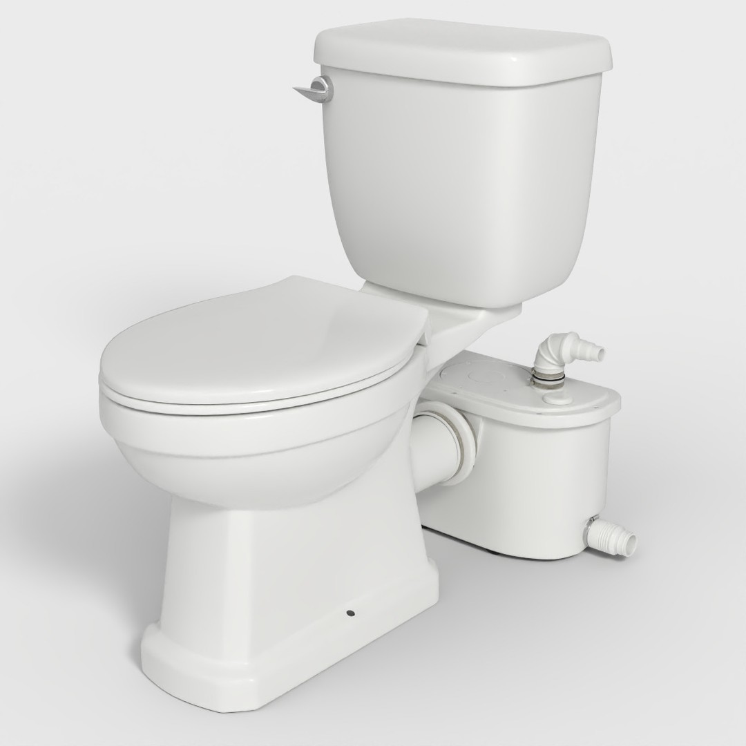 Upflush Toilet 3D Model – Low Poly PBR Asset, FBX Format - View 6