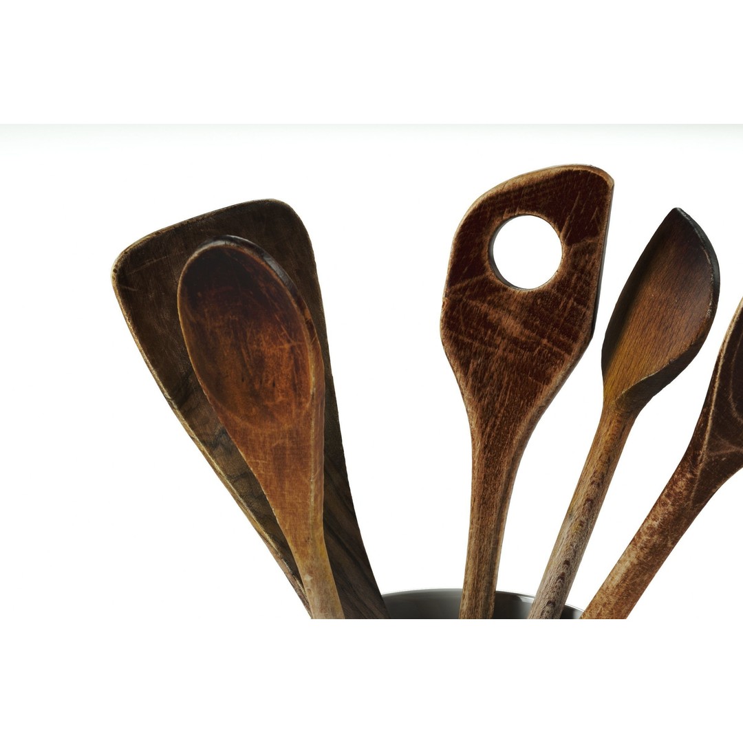 Wooden Kitchen Tools Set 3D Model – Vintage Cooking Utensils, FBX, OBJ - View 5