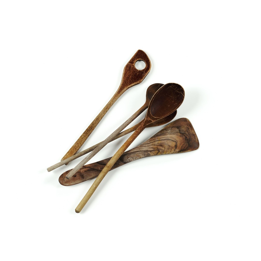 Wooden Kitchen Tools Set 3D Model – Vintage Cooking Utensils, FBX, OBJ - View 8