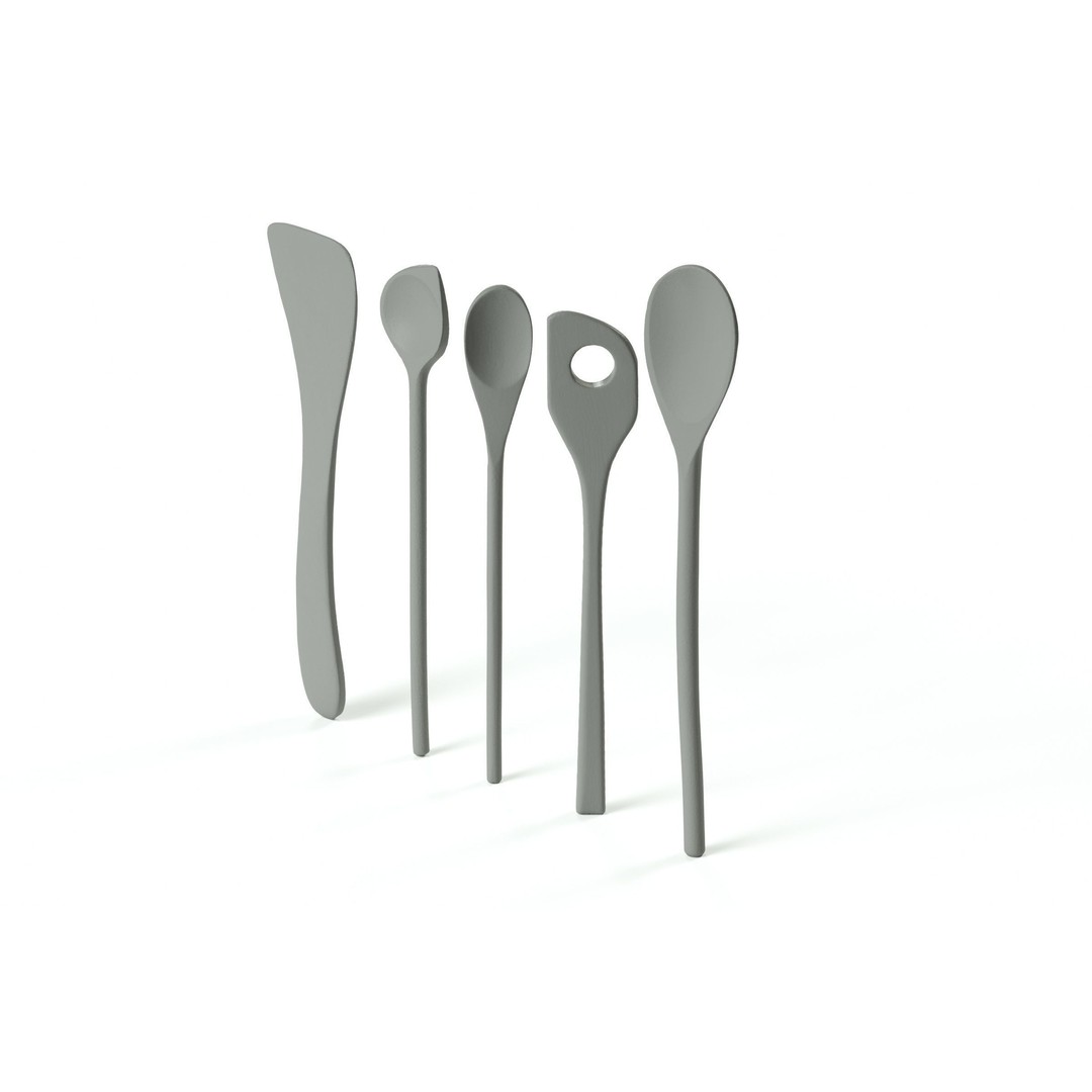 Wooden Kitchen Tools Set 3D Model – Vintage Cooking Utensils, FBX, OBJ - View 9