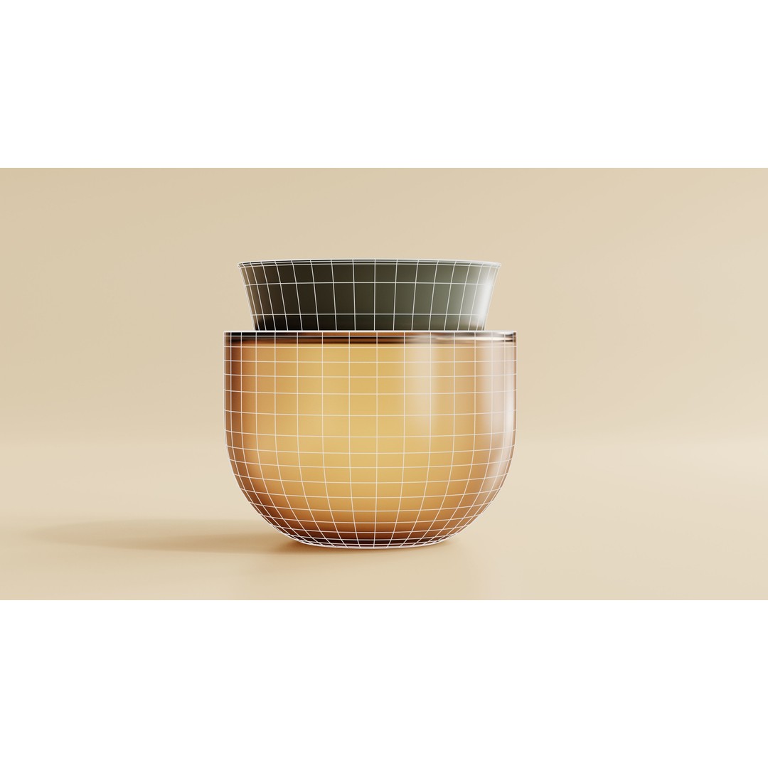 Amber Glass Cosmetic Jar 3D Model – Low Poly PBR Asset, FBX, OBJ