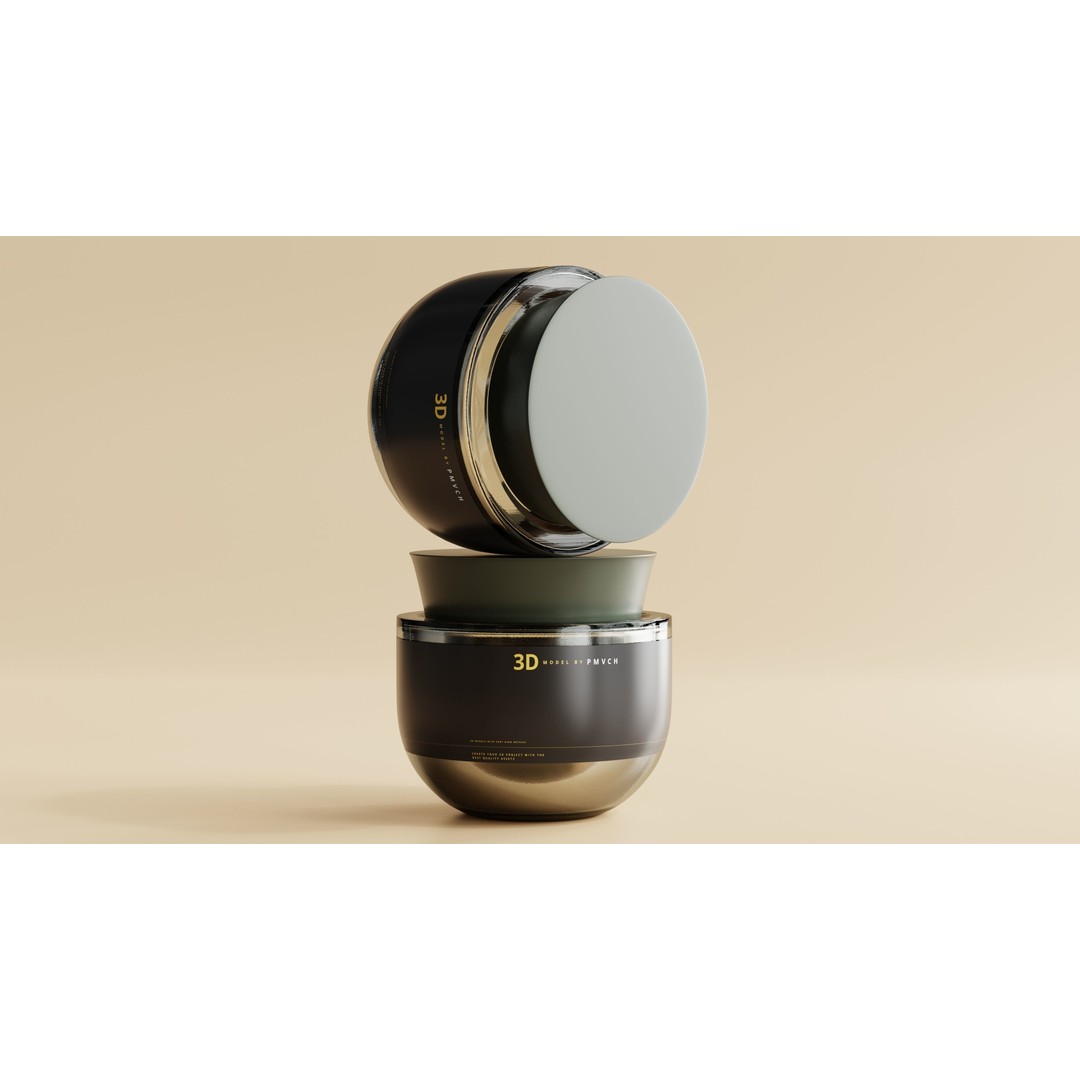 Amber Glass Cosmetic Jar 3D Model – Low Poly PBR Asset, FBX, OBJ - View 4