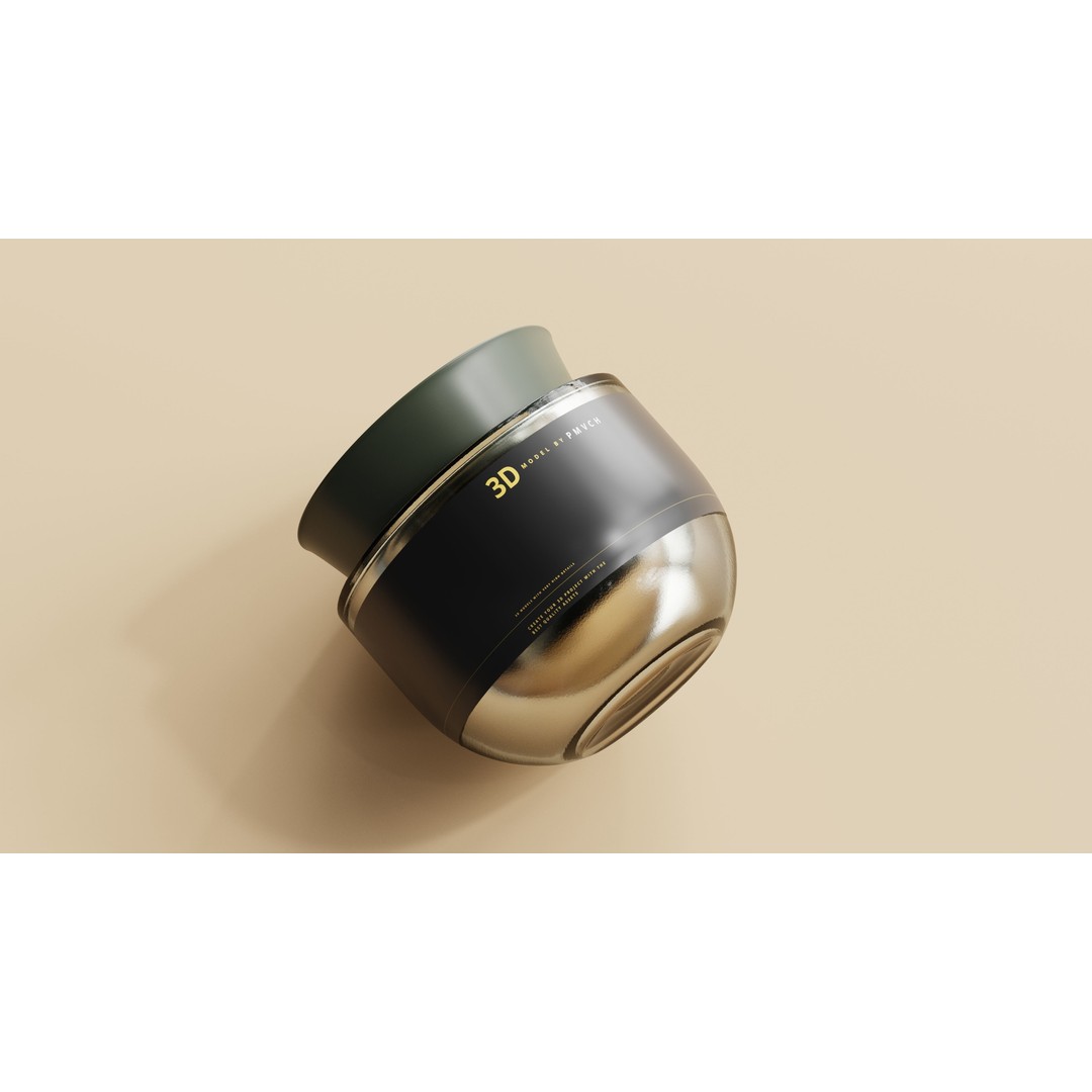 Amber Glass Cosmetic Jar 3D Model – Low Poly PBR Asset, FBX, OBJ - View 5