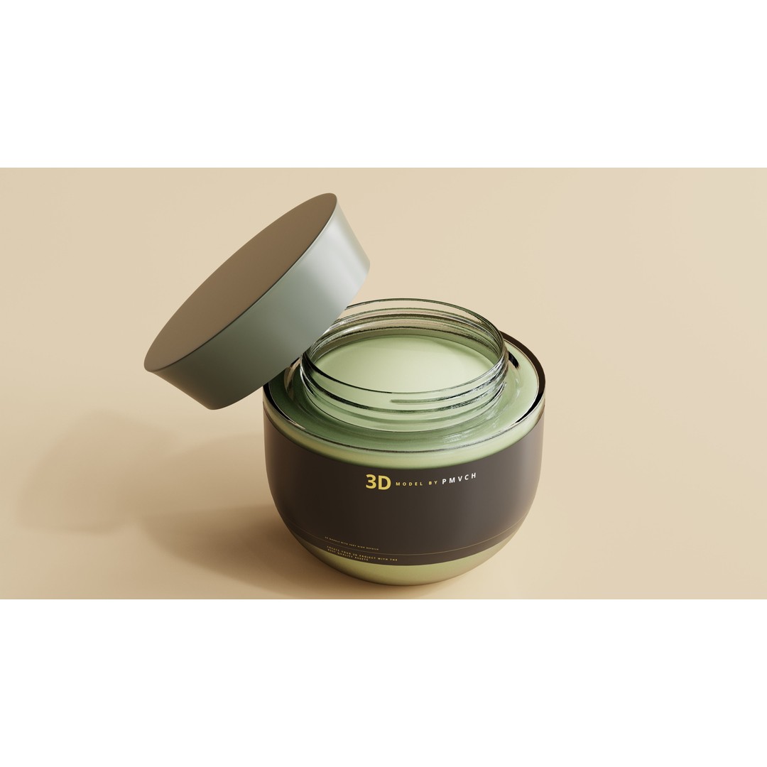 Amber Glass Cosmetic Jar 3D Model – Low Poly PBR Asset, FBX, OBJ - View 8