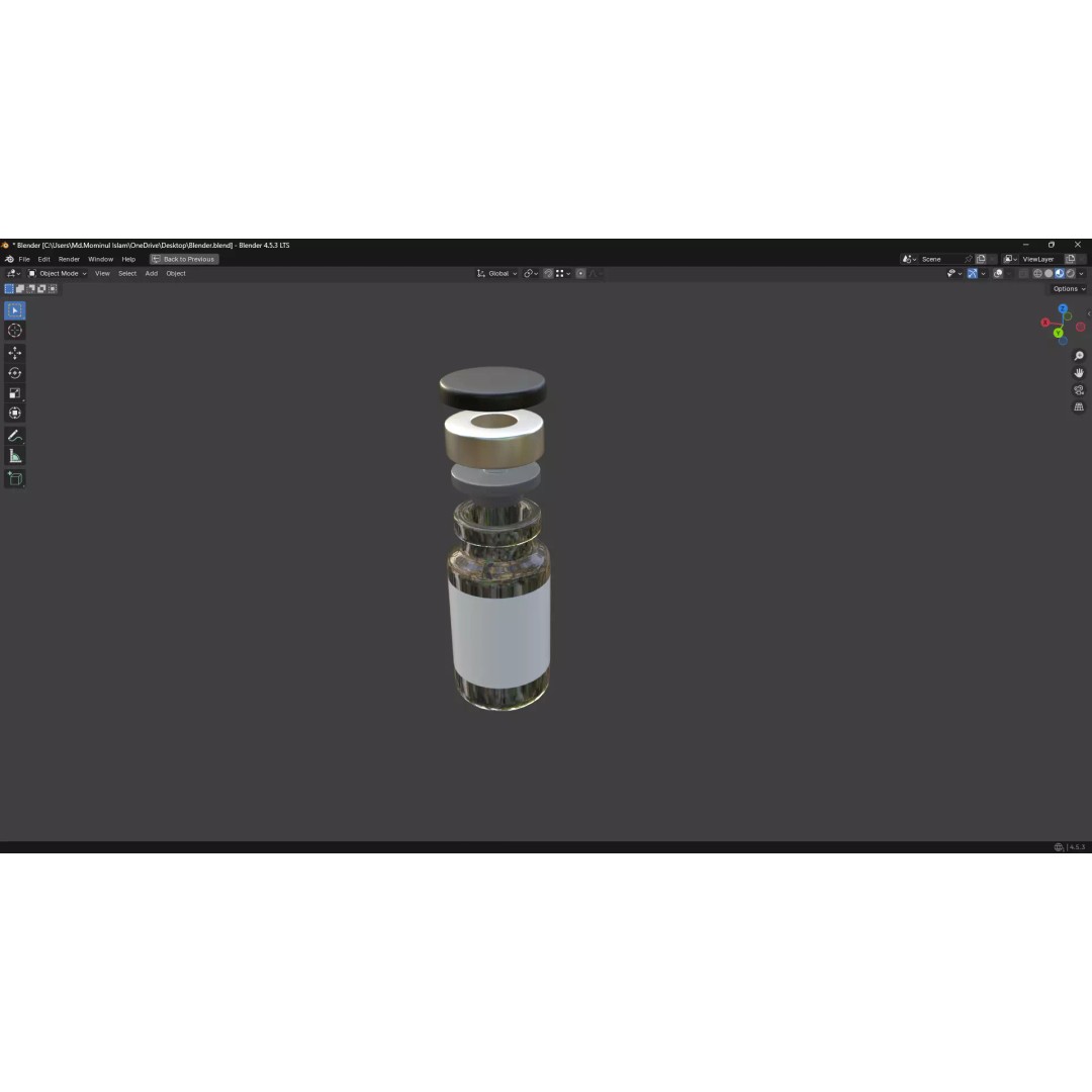Injection Vial 3D Model – Low Poly PBR Medical Asset, FBX, OBJ - View 22