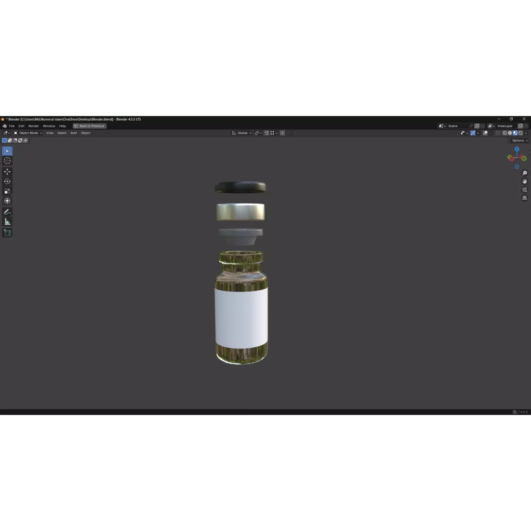 Injection Vial 3D Model – Low Poly PBR Medical Asset, FBX, OBJ - View 23