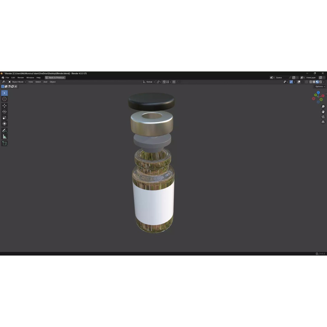 Injection Vial 3D Model – Low Poly PBR Medical Asset, FBX, OBJ - View 24