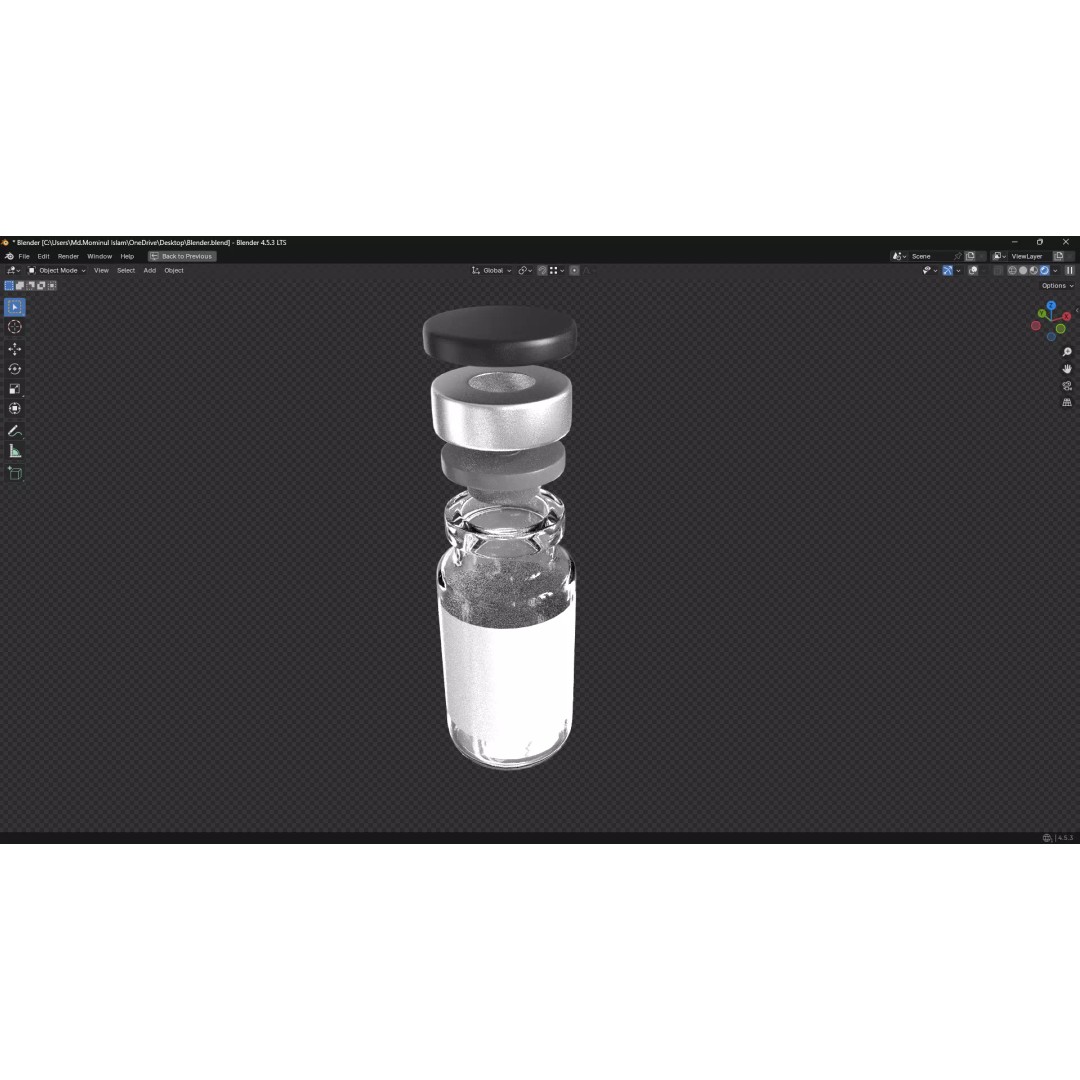 Injection Vial 3D Model – Low Poly PBR Medical Asset, FBX, OBJ - View 25