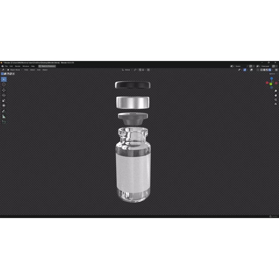 Injection Vial 3D Model – Low Poly PBR Medical Asset, FBX, OBJ - View 26