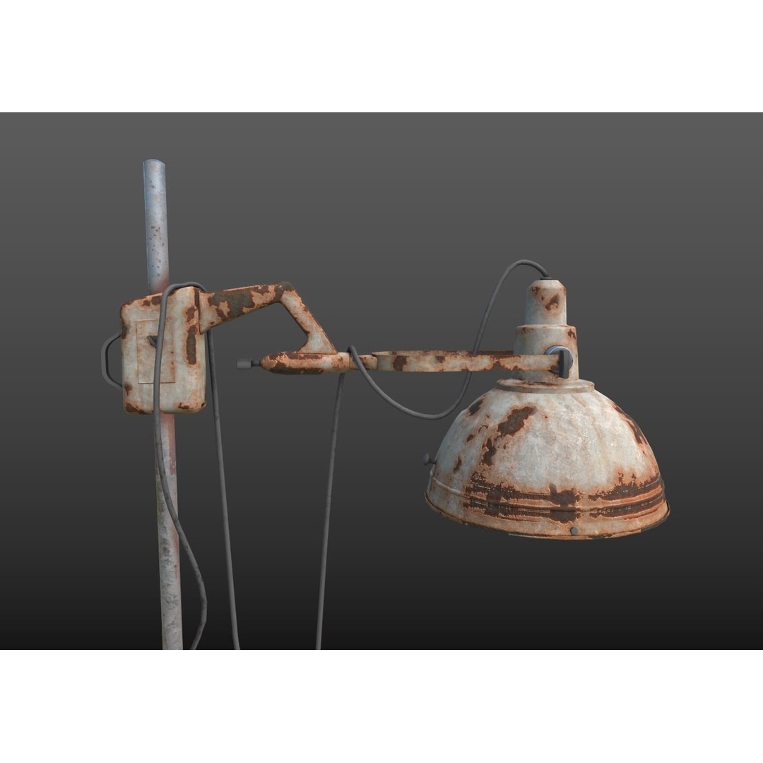 Abandoned Medical Floor Lamp 3D Model – Realistic PBR Asset, FBX/OBJ - View 7