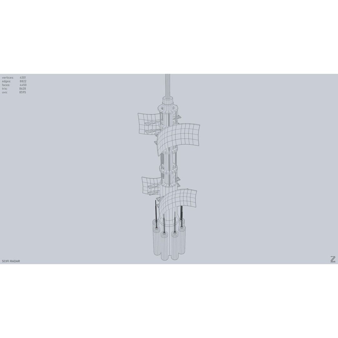Sci-Fi Radar 3D Model – Low Poly Game Asset, PBR Textures, FBX - View 11
