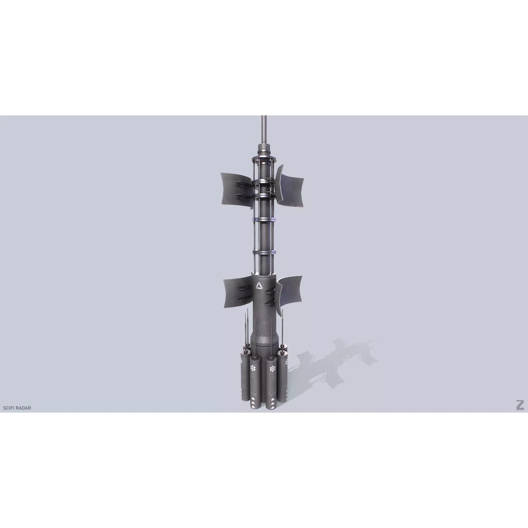 Sci-Fi Radar 3D Model – Low Poly Game Asset, PBR Textures, FBX - View 2