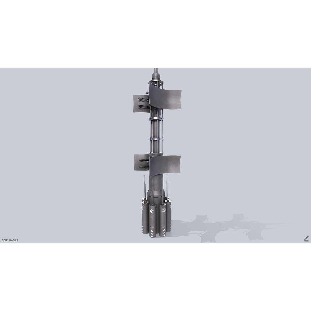 Sci-Fi Radar 3D Model – Low Poly Game Asset, PBR Textures, FBX - View 3
