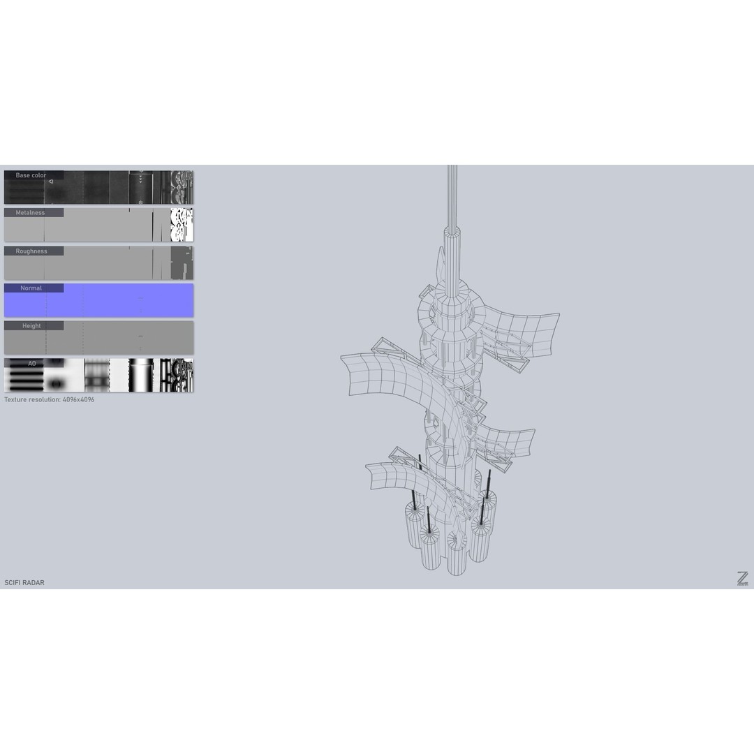 Sci-Fi Radar 3D Model – Low Poly Game Asset, PBR Textures, FBX - View 4