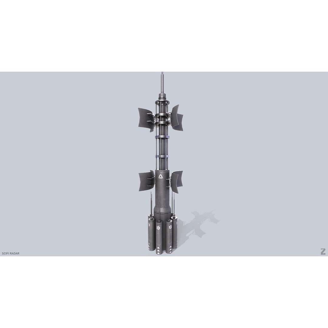Sci-Fi Radar 3D Model – Low Poly Game Asset, PBR Textures, FBX - View 5