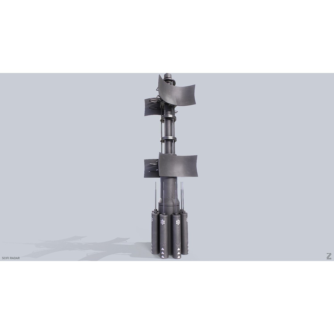 Sci-Fi Radar 3D Model – Low Poly Game Asset, PBR Textures, FBX - View 8