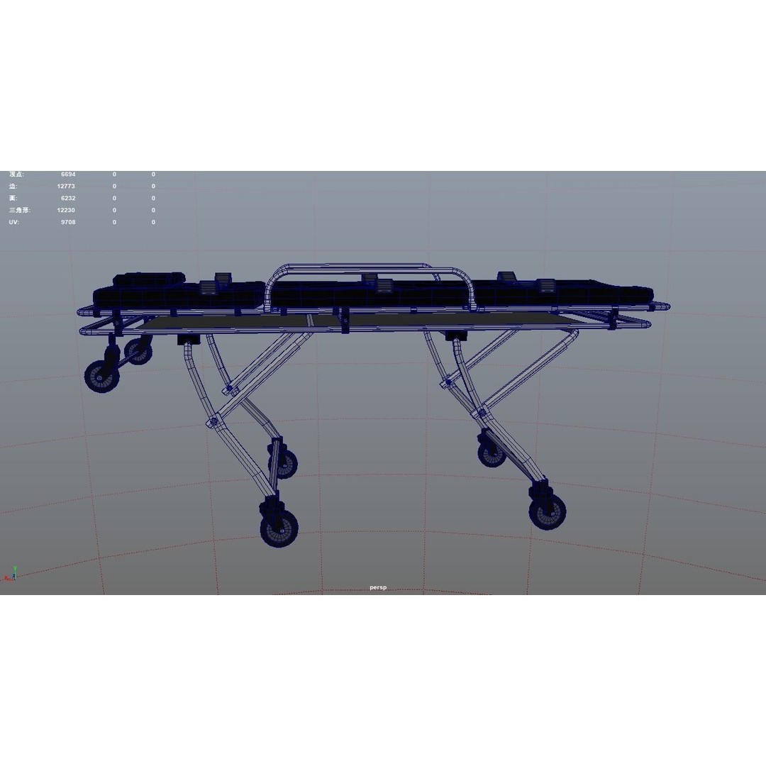 Ambulance Stretcher 3D Model – Low Poly Medical Equipment, FBX, OBJ