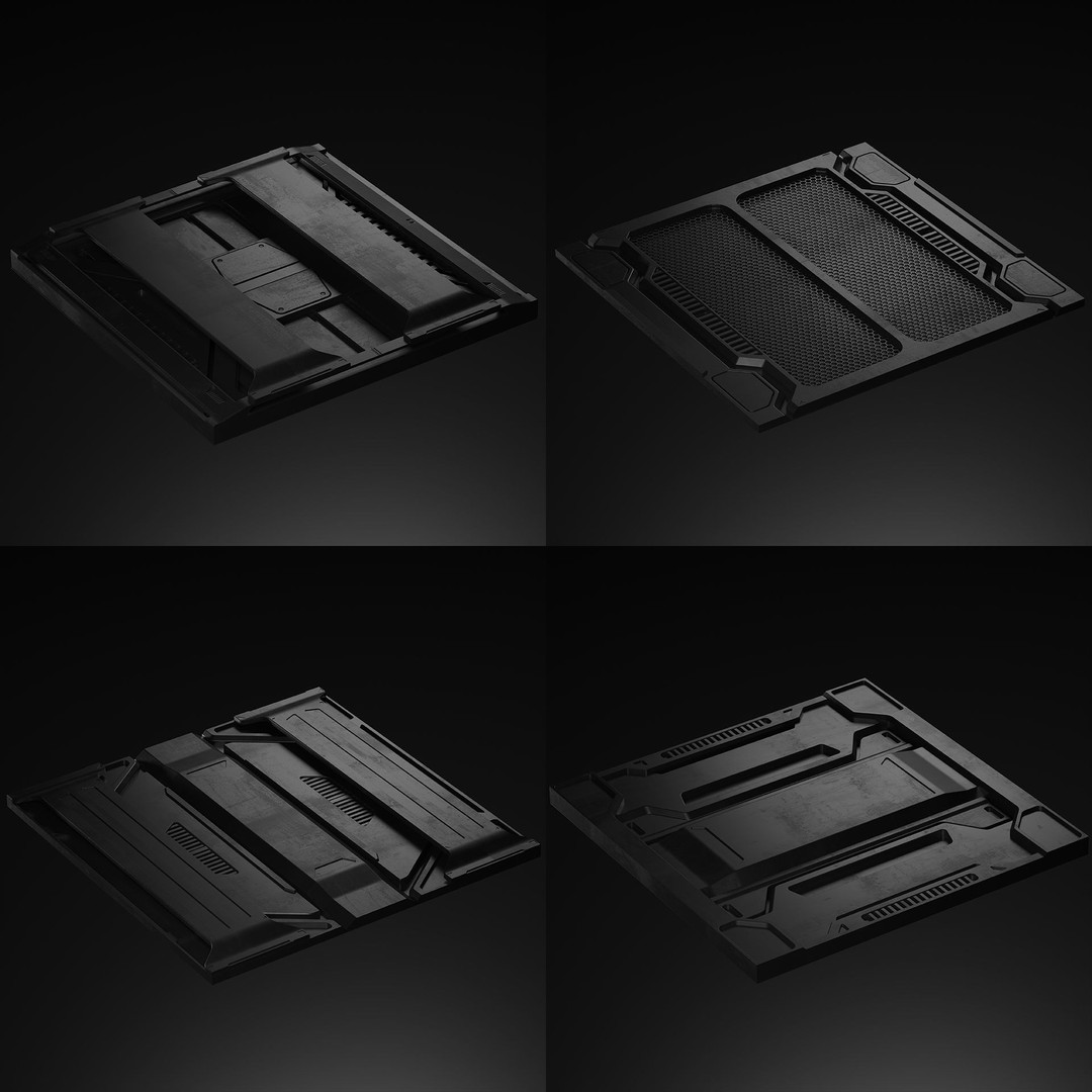 Sci-Fi Panels 3D Model – Low Poly Collection with PBR Textures - View 10