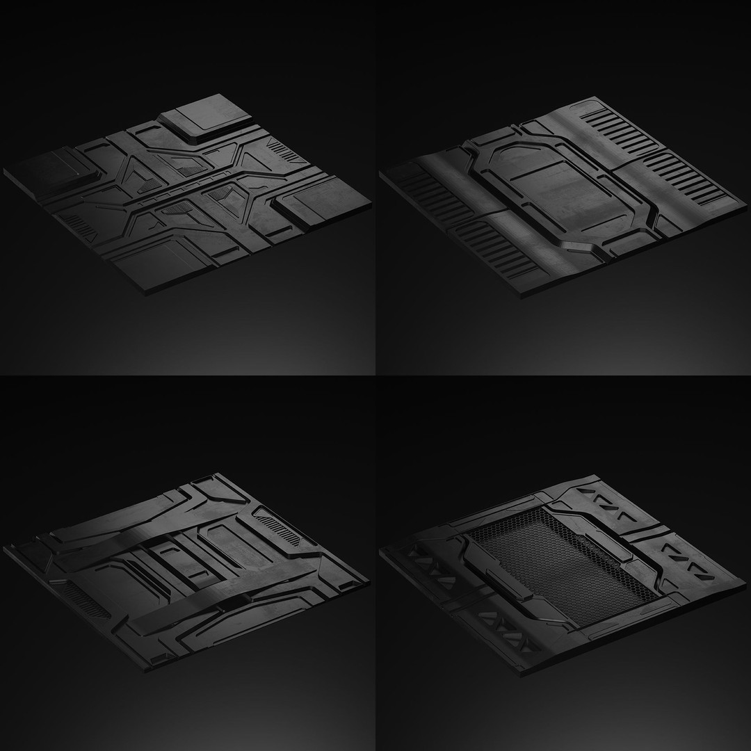 Sci-Fi Panels 3D Model – Low Poly Collection with PBR Textures - View 11