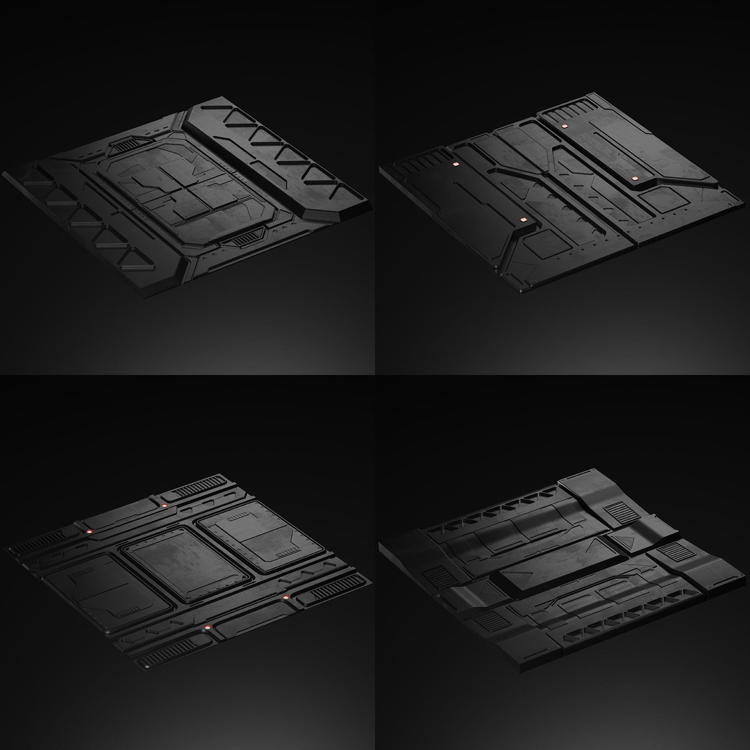 Sci-Fi Panels 3D Model – Low Poly Collection with PBR Textures - View 5
