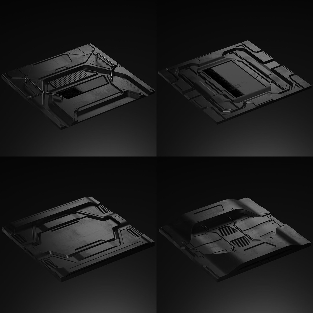 Sci-Fi Panels 3D Model – Low Poly Collection with PBR Textures - View 7