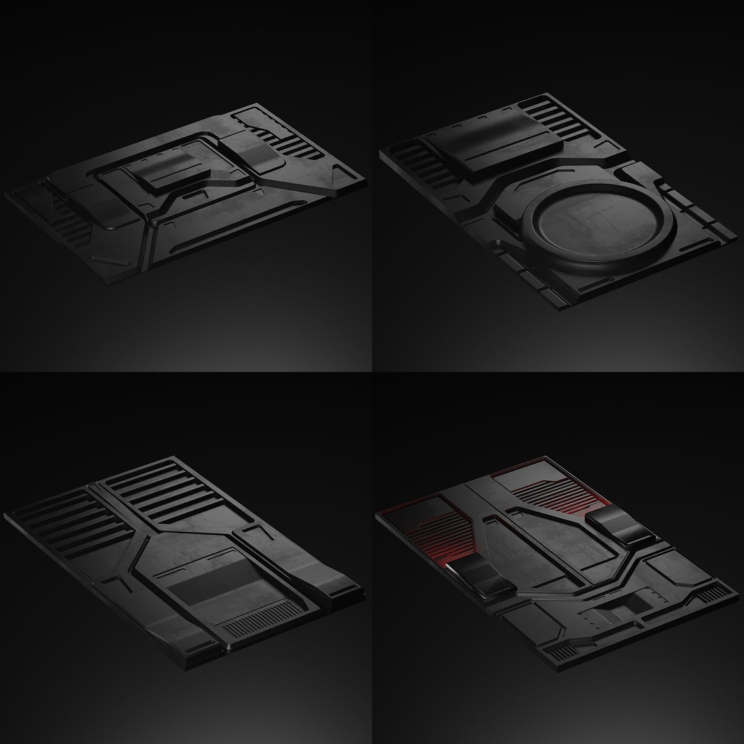 Sci-Fi Panels 3D Model – Low Poly Collection with PBR Textures - View 9