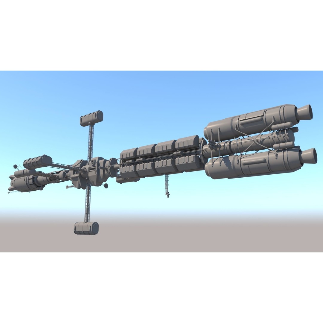 Science Spaceships 3D Model – Futuristic Cruiser, FBX & OBJ Formats - View 10