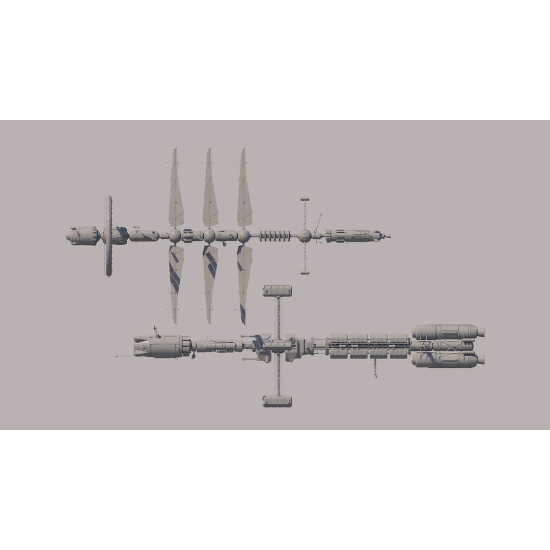 Science Spaceships 3D Model – Futuristic Cruiser, FBX & OBJ Formats - View 3